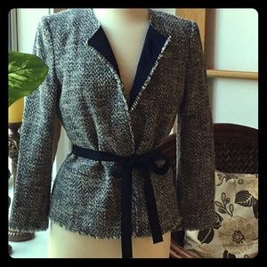 Adorable navy and white textured blazer
